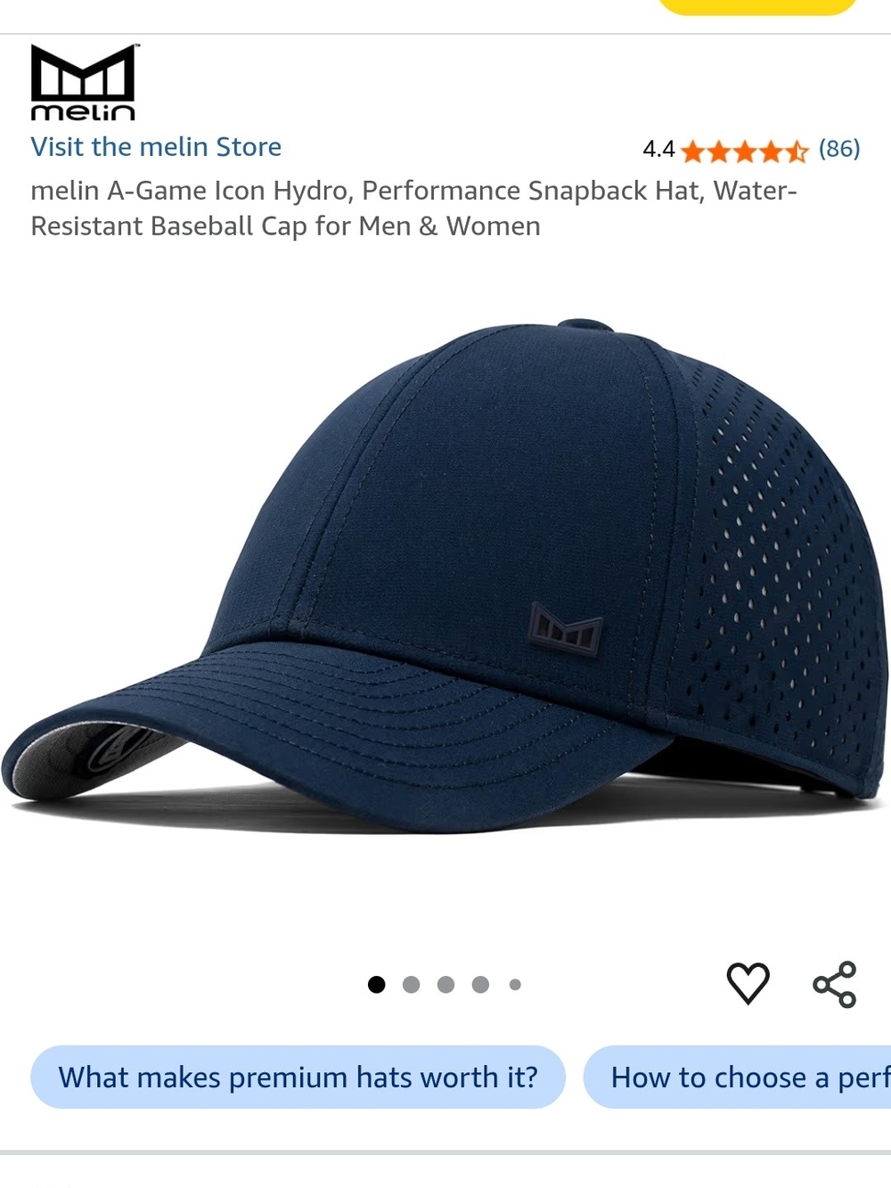 Melin A-Game Icon Hydro Navy Performance Snapback Hat Nwt Medium/ Large